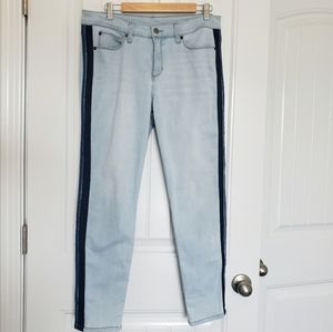 For The Republic Light Blue Jeans with Dark Blue Stripes